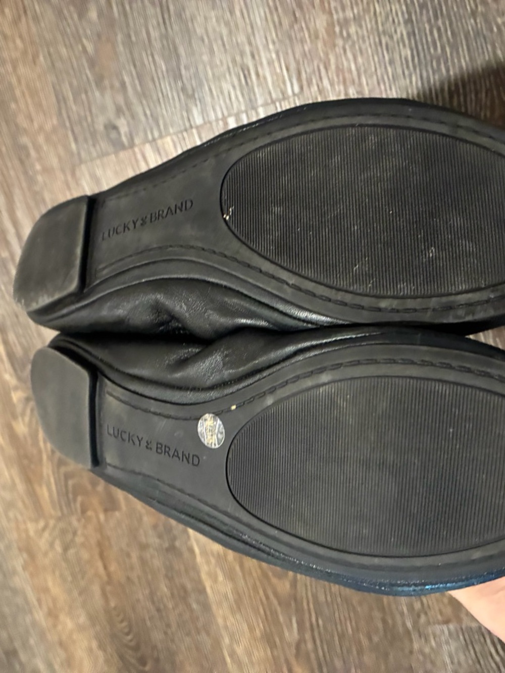 Lucky Brand Black Leather Ballet Flats with Tan Insole - Picture 3 of 6